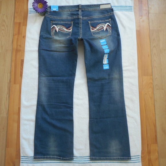 New ROCK & ROLL Cowgirl Jeans 34x32 Low Rise Bootcut Denim - Picture 10 of 10